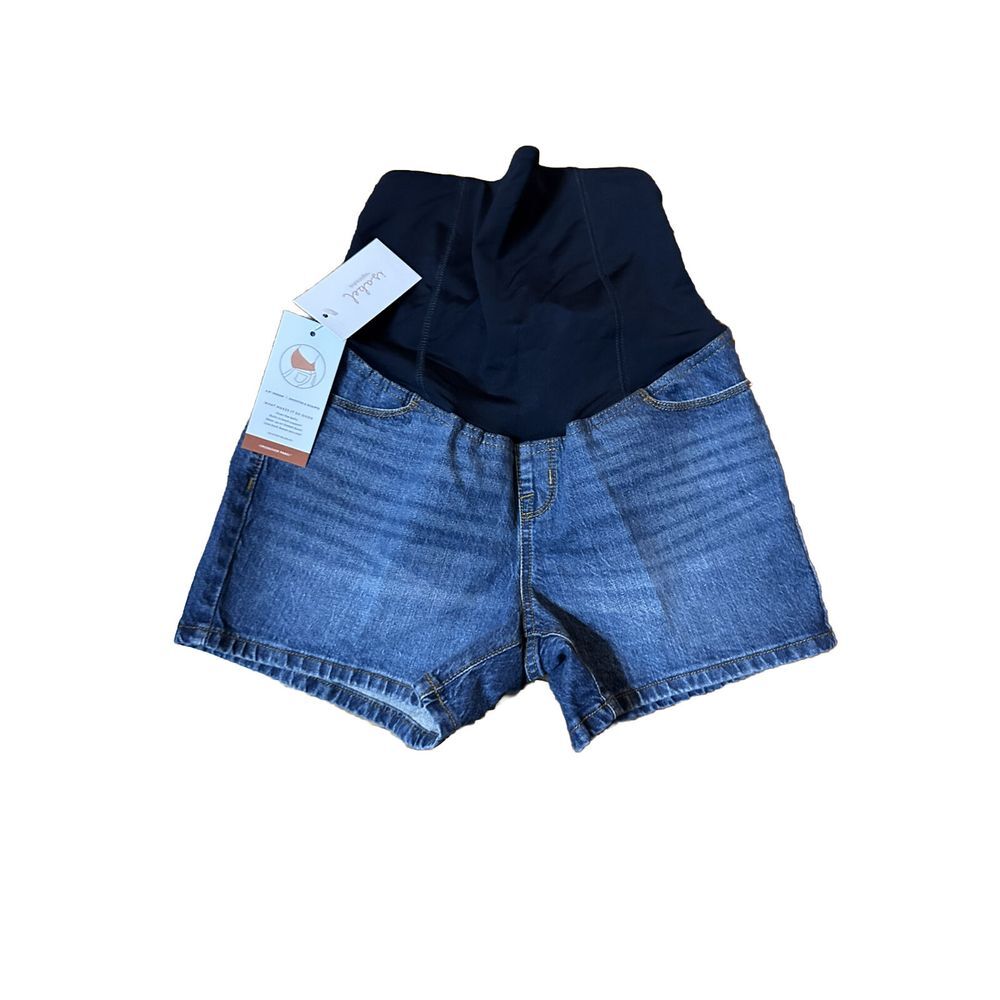 Women's' Crossover Panel Over Belly MIDI Size 2 Jean Shorts Isabel Maternity